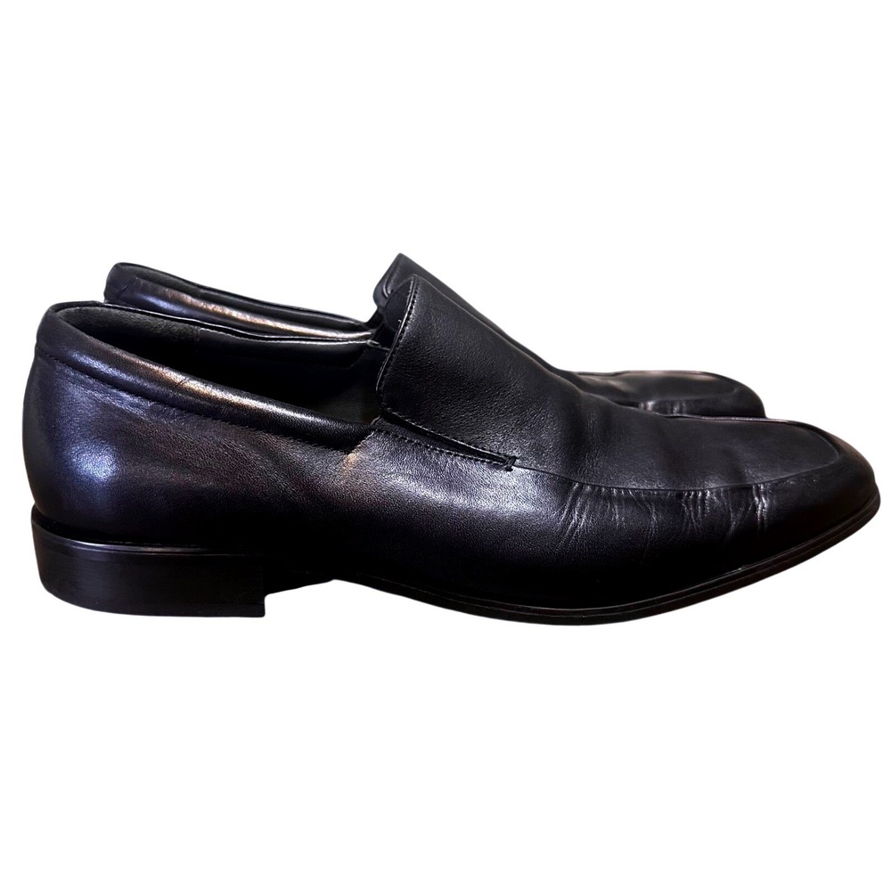 Calibrate Black Leather Slip On Loafers Dress Shoes Business Casual Mens Size 10
